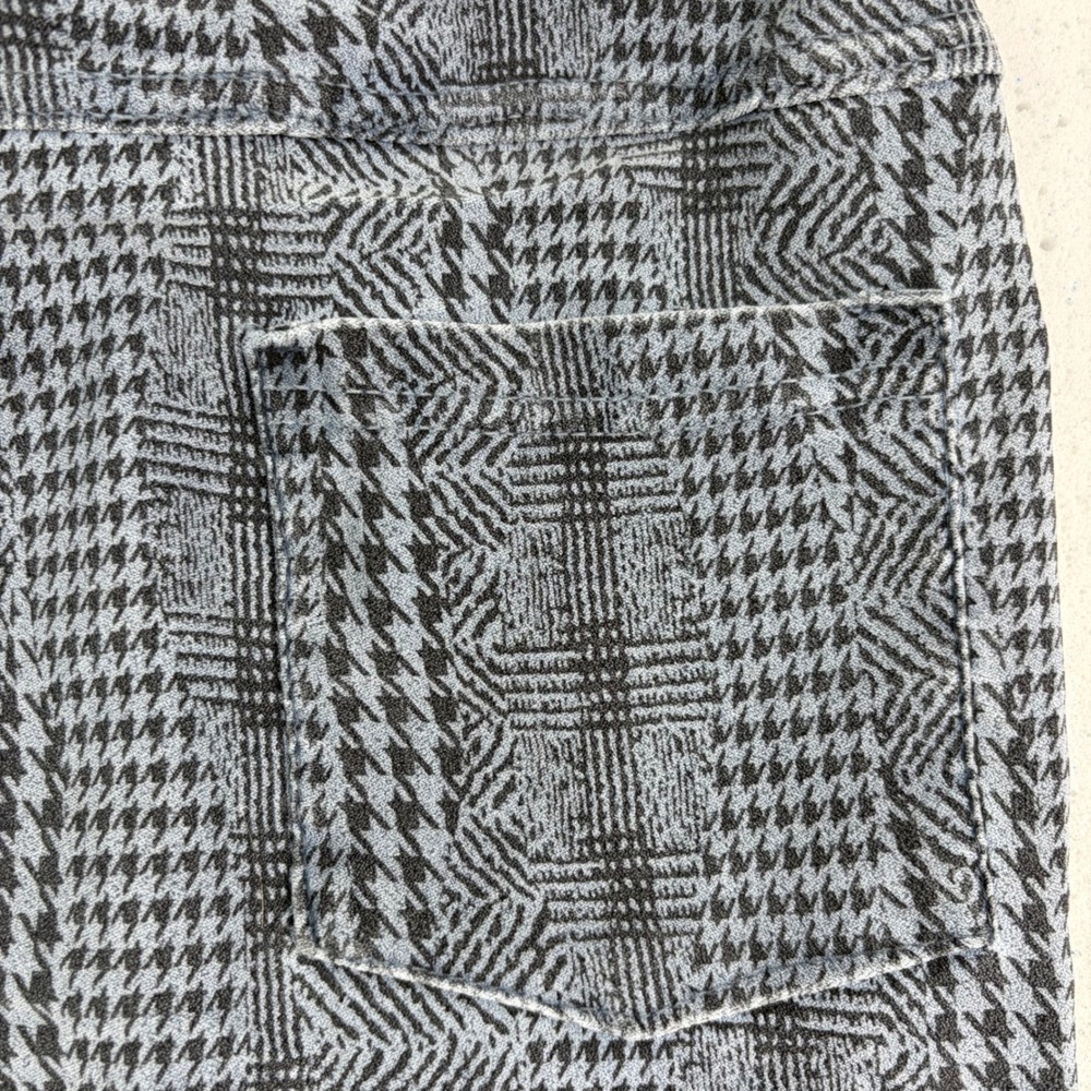 TEMPO PARIS Grey Blue Houndstooth Print Drawstring Jogger Pants Italy Size L - Picture 7 of 7